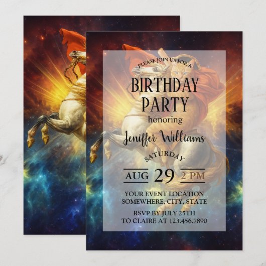 Napoleon Cat Riding Horse Through Galaxy           招待状 (正面/裏面)