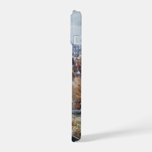 Napoleonic battle scene painting Leipzig  iPhone 15ケース (左側面)