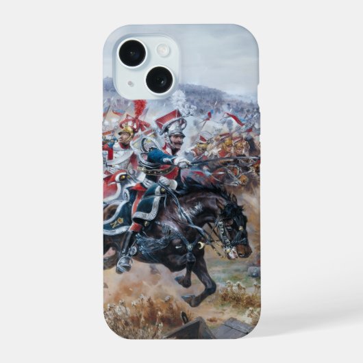 Napoleonic battle scene painting Leipzig  iPhone 15ケース (裏面)