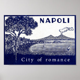 Napoliの海岸、イタリアの都市、ロマンス、火山 ポスター