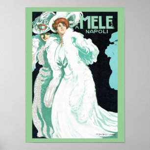 Napoli, E. & A. Mele & Ci. Vintage Art Nouveau ポスター