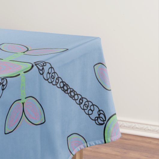 Nappe Jimette Design rose vert noir sur bleu テーブルクロス (インサイチュ)