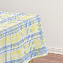 Nappe lignes et carreaux bleus et jaunes