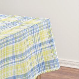 Nappe lignes et carreaux bleus et jaunes テーブルクロス