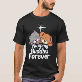 Napping Buddies Forever - cat/dog Tシャツデザイン Tシャツ