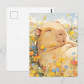 Napping Capybara in Sunny Wildflower Meadow ポストカード (正面/裏面)