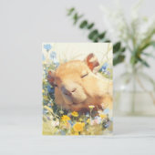 Napping Capybara in Wildflower Meadow ポストカード (スタンド正面)