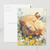 Napping Capybara in Wildflower Meadow ポストカード (正面/裏面)