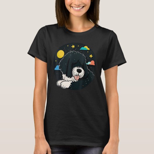 Napping Portie Dog pajama on Portuguese Water Dog  Tシャツ (正面)