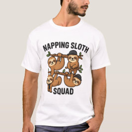 Napping Sloth Squad T-Shirt - Animal Sleep Gang Tシャツ