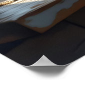 Napping White Cat and Purple Flowers  ポスター (角)