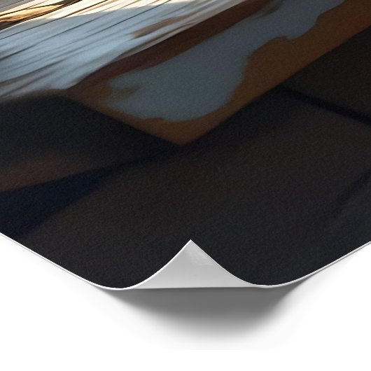 Napping White Cat and Purple Flowers  ポスター (角)