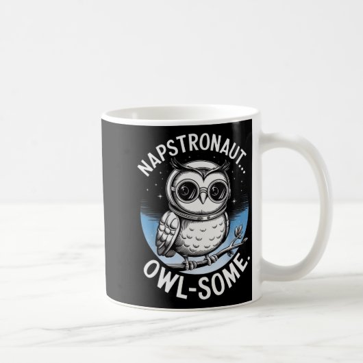 Napstronaut Owl Some Funny Space Cute Owl コーヒーマグカップ (右)