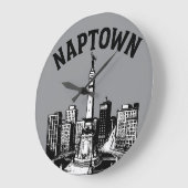 Naptown Indianapolis Indiana  ラージ壁時計 (傾斜)