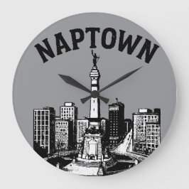 Naptown Indianapolis Indiana  ラージ壁時計