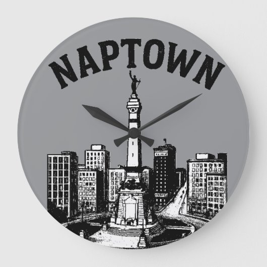 Naptown Indianapolis Indiana  ラージ壁時計 (正面)