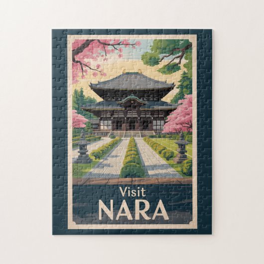 Nara Japan Illustration Travel Art Vintage ジグソーパズル (縦)