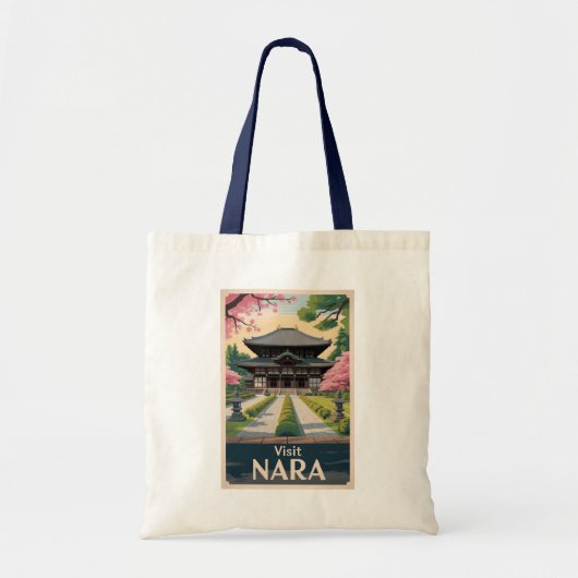 Nara Japan Illustration Travel Art Vintage トートバッグ (正面)