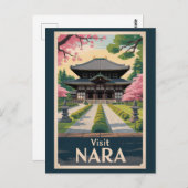 Nara Japan Illustration Travel Art Vintage ポストカード (正面/裏面)