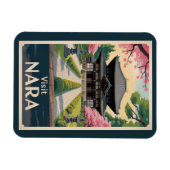 Nara Japan Illustration Travel Art Vintage マグネット (横)