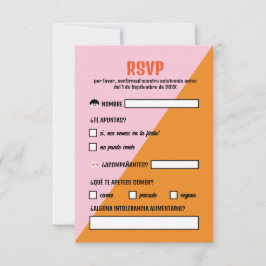 Naranja y Rosa Triangulo Comida Boda 出欠カード