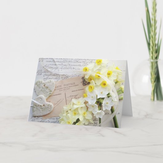 narcissus、ハート、スクリプトブライダルシャワー招待状 招待状 (正面)