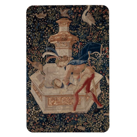 Narcissus at the Well, Medieval Tapestry マグネット (縦)
