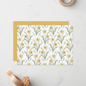 Narcissus Floral Botanical Note Card ノートカード (正面/裏面インサイチュ)