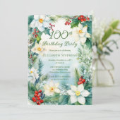 Narcissus | Holly Floral 100歳の誕生日パーティー 招待状 (スタンド正面)