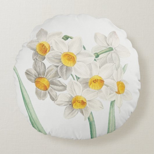 Narcissus, Pierre-Joseph Redouté, 1805 ラウンドクッション (正面)