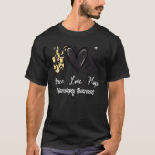 Narcolepsy Awareness Peace Love Hope Black Ribbon Tシャツ (正面)