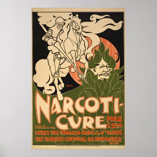 Narcoti Cure - 禁煙 - ビンテージポスター ポスター (正面)