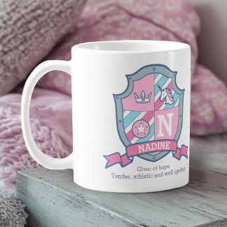 Nardine princess crest pink aqua blue name meaning コーヒーマグカップ