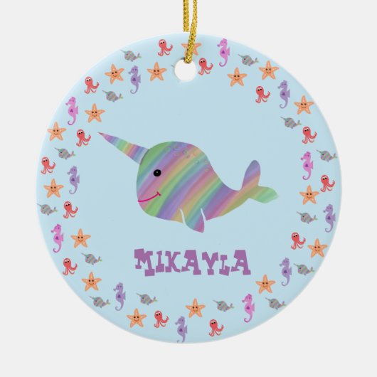 Narhwalのパーソナライズなオーナメント セラミックオーナメント (正面)