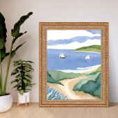 Narragansett Bay | Sailboat Coastal RI Watercolor ポスター