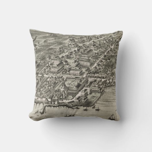 Narragansett RI (1888年)のヴィンテージの絵解き地図 クッション (正面)