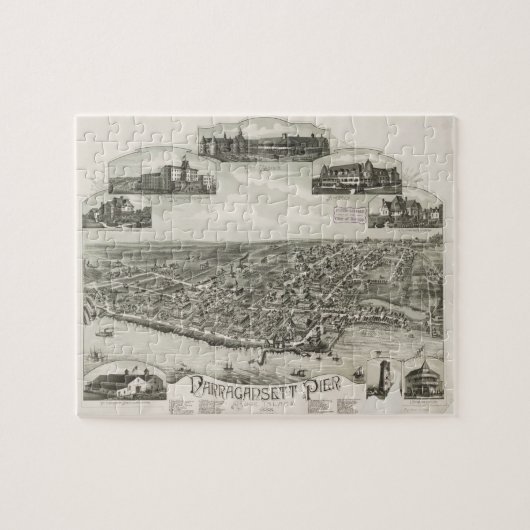 Narragansett RI (1888年)のヴィンテージの絵解き地図 ジグソーパズル