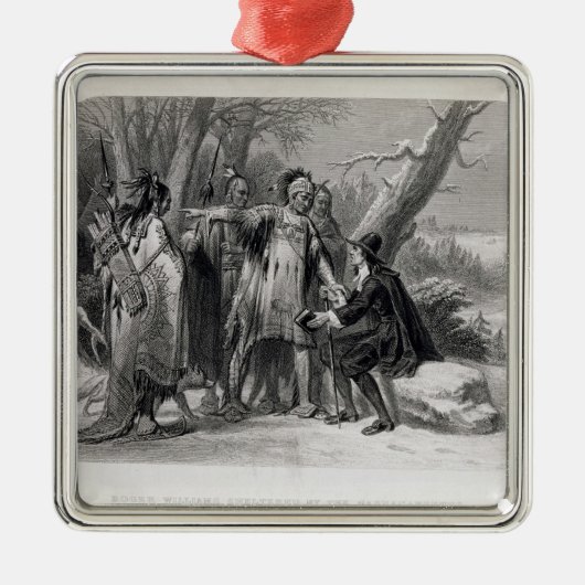 Narragansetts著保護されるロジャーウィリアムス メタルオーナメント (正面)