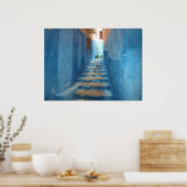 Narrow Blue Stairway in Morocco ポスター (キッチン)