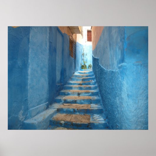 Narrow Blue Stairway in Morocco ポスター (正面)