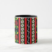 Narrowboat Red Yellow Roses Floral Patterned マグカップ (中央)