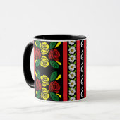 Narrowboat Red Yellow Roses Floral Patterned マグカップ (正面左)
