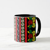 Narrowboat Red Yellow Roses Floral Patterned マグカップ (正面右)
