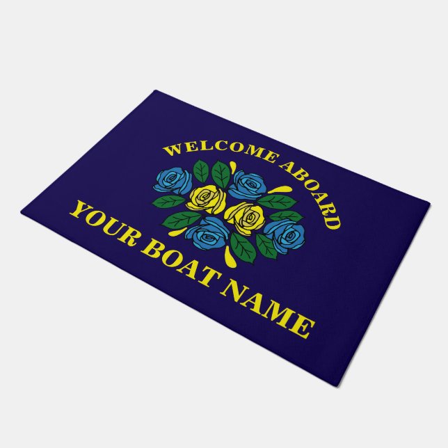Narrowboat Welcome Aboard Custom Boat Name ドアマット (アングル)