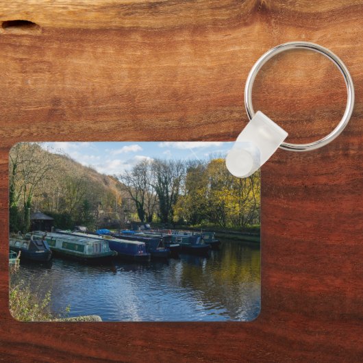 Narrowboats Moored at Salterhebble Basin キーホルダー (正面)