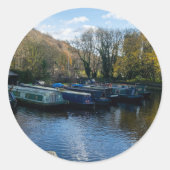 Narrowboats Moored at Salterhebble Basin ラウンドシール (正面)