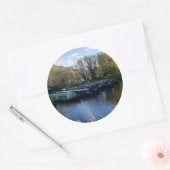 Narrowboats Moored at Salterhebble Basin ラウンドシール (封筒)