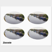 Narrowboats on the Knottingley and Goole Canal 楕円形シール (シート)