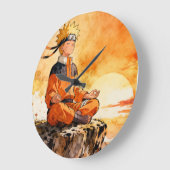 Naruto Watercolor Anime Art ラージ壁時計 (傾斜)