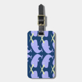 Narwahls紫色のパターン ラゲッジタグ (正面縦)
